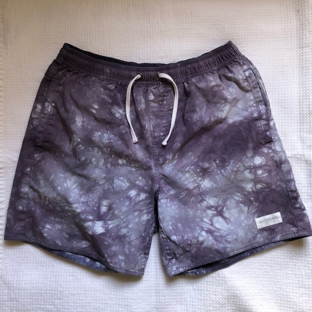 Saturdays New York City Purple Swim Trunks, Size Medium